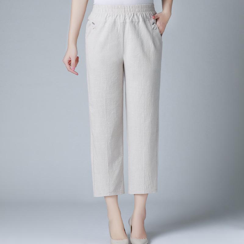 

Summer Pure Cotton Straight-Leg Pants for Middle-Aged and Elderly: Loose, Cool, and Stylish XL (90-105 kg)