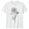 Chrysanthemum Flower Line Art Drawing T-Shirt Chrysanthemum Botanical