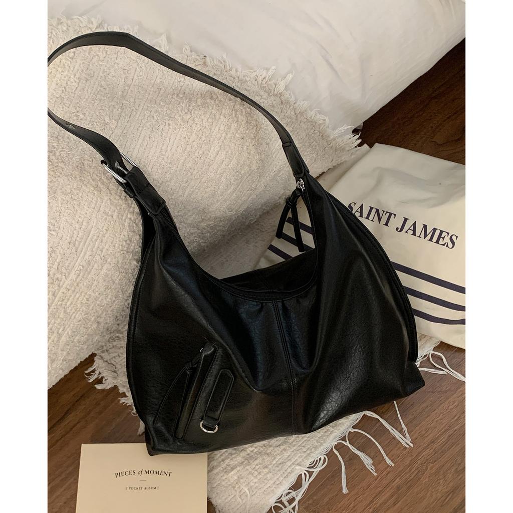 Autumn and Winter Retro Large-capacity Bag Women's Underarm Bag 2025 New Soft-sided Tote Bag Wide Shoulder Strap Single Shoulder Messenger Bag