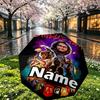 Custom Name Personalized Horror Movie Print Umbrella, Auto Open Close, 8‑Rib Sturdy Frame, Commute Camping Hiking Use, Birthday Gift