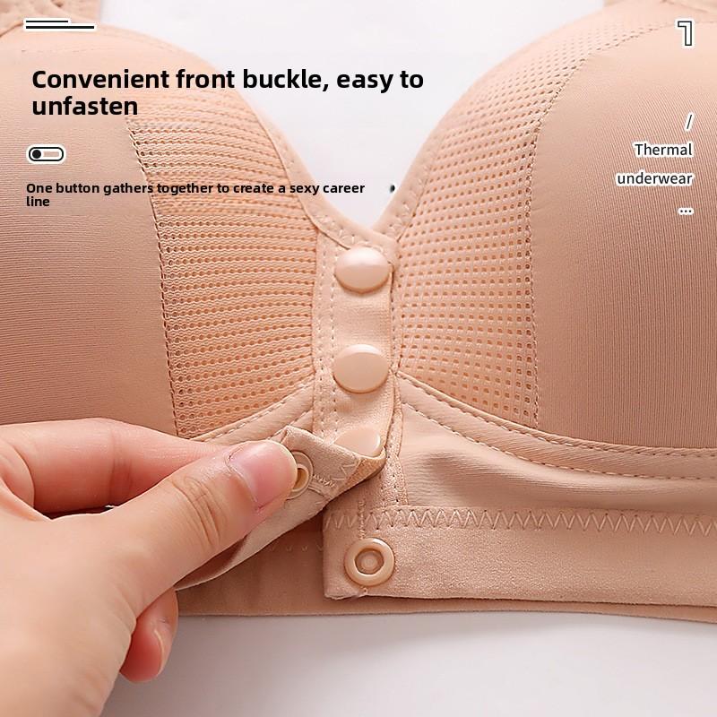 Plus Size Front Closure Bra Women Wireless Push Up Fixed Cup Tank Top Back Supportive Shaping Comfortable Full Coverage Underwear