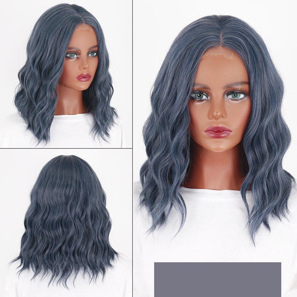 MERISIHAIR Synthetic Shoulder Length Wig Short Water Wave Wigs For Women Ombre Brown Pink Black  Gray  Daily Use