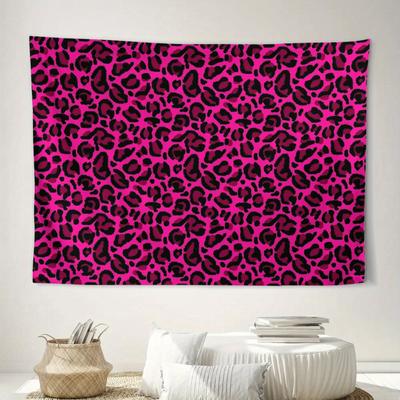Y2K Aesthetic Leopard Print Tapestry Hot Pink Soft Horizontal Bedspread for Room DecorCare Suitable for Reading Nooks
