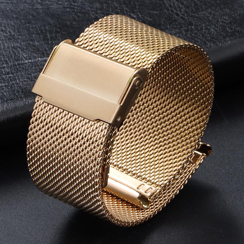 10-22mm Universal Milanese Watchband Mesh Stainless Steel Straps Wrist Belt Bracelet Black Silver Gold Rose for Men Women Bands