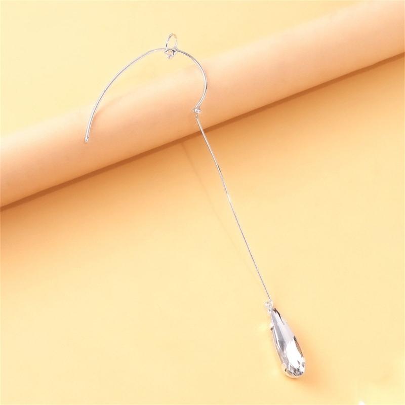Elegant Drop Shape Ear Clips Featuring High Quality Rhinestones Comfort Fit for Long Wear Sturdy Copper