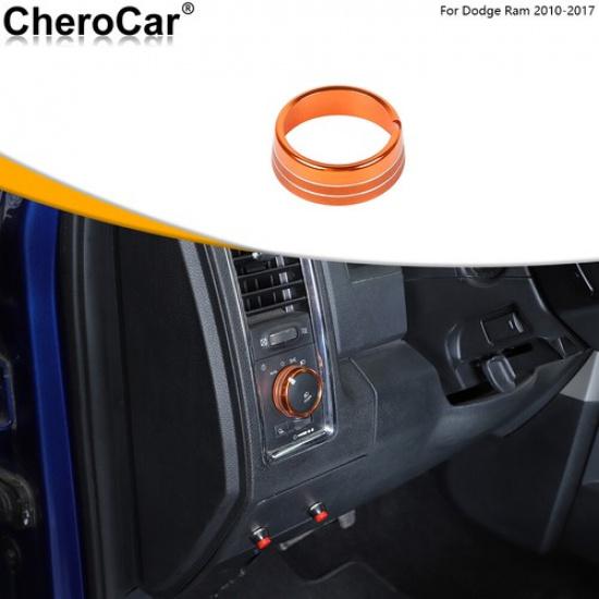 For Dodge RAM 1500 10-17 Headlight Lamp Switch Knob Ring Trim Cover Decor Orange