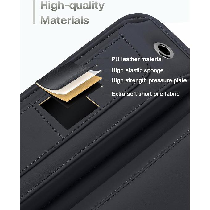 Universal Fit Premium Leather Car Seat Gap Filler Organizer, Center Console Organizer With Card Slots For Car Suv Truck (Black, 2 Pack)