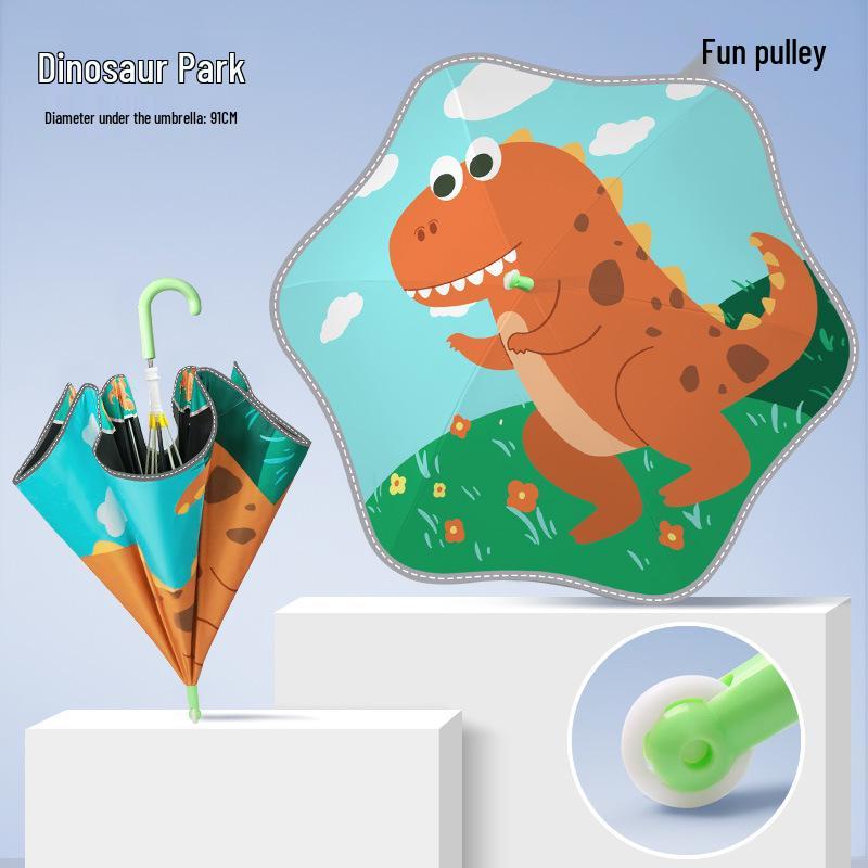 Children's Cartoon Umbrella: Safe, Rounded Corners, Anti-Puncture, Lightweight, Long Handle for Kindergarten & Elementary Boys and Girls.