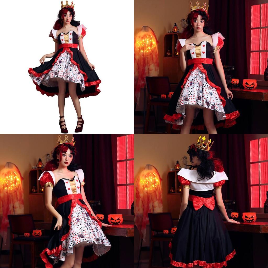 Alice In Wonderland The Red Queen Halloween Dress With Spandex Blend For Theatrical Stage Performance Female