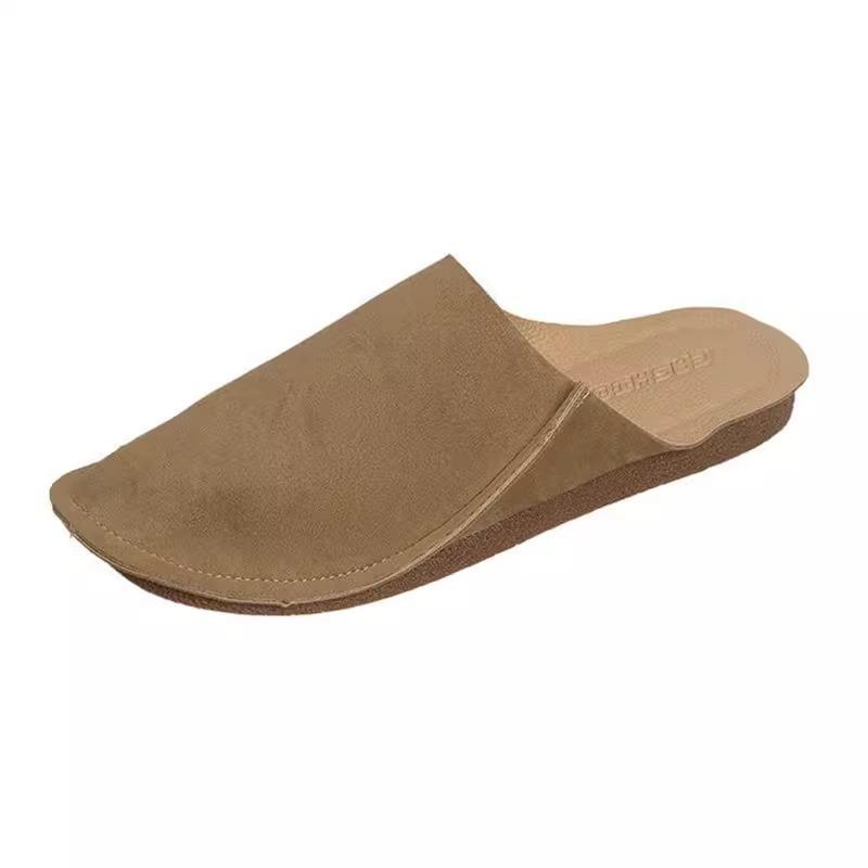 Papuci de casă cu toc gros pentru femei, noi de primăvară și vară, pantofi leneși din piele moale retro cu talpă moale plată, papuci de casă cool pentru femei