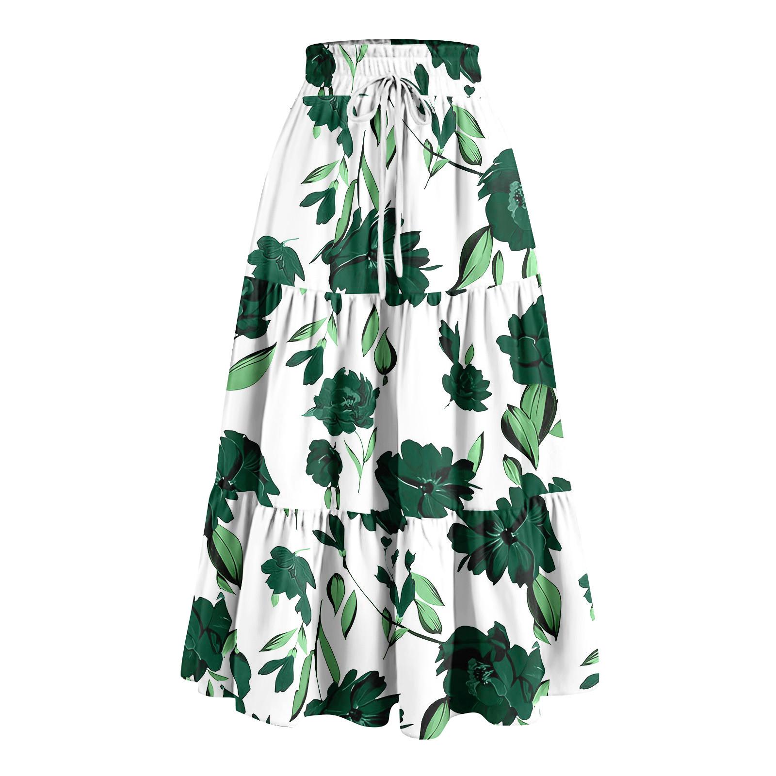 

Женская весенняя повседневная длинная юбка с оборками, однотонная юбка, ретро-юбка в складку M