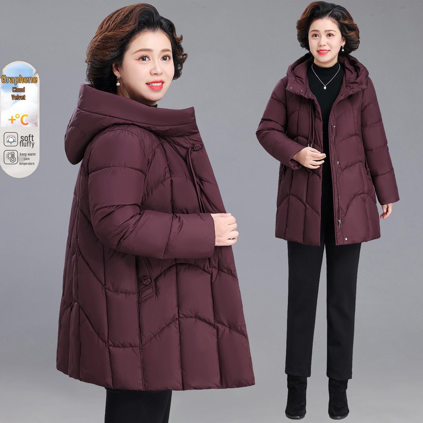 

2025 Stylish Cotton-Padded Jacket for Middle-Aged Women: Winter Wear, Plus Size, Autumn and Winter Coat L (under 105 jin)
