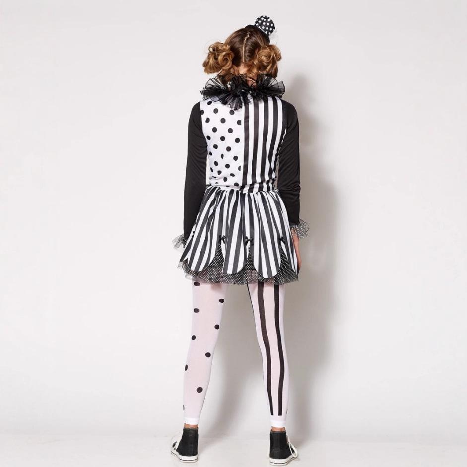Halloween Black & White Clown Princess Dress: Ringmaster Cosplay Costume for Stage Performance