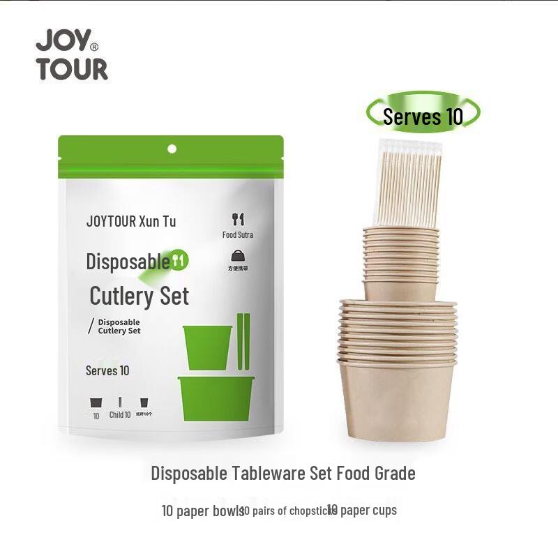 JOYTOUR 10-Person Disposable Camping Tableware Set