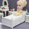 1:12 Dollhouse Miniature White Classical Bedroom Set with Bed and Drawer