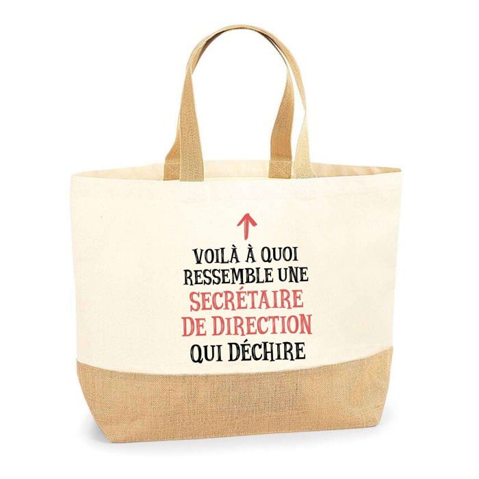 Sac en jute - PLANETEE - Secrétaire de Direction Qui Déchire - Multicolore - Jute naturel - Fabriqué en France