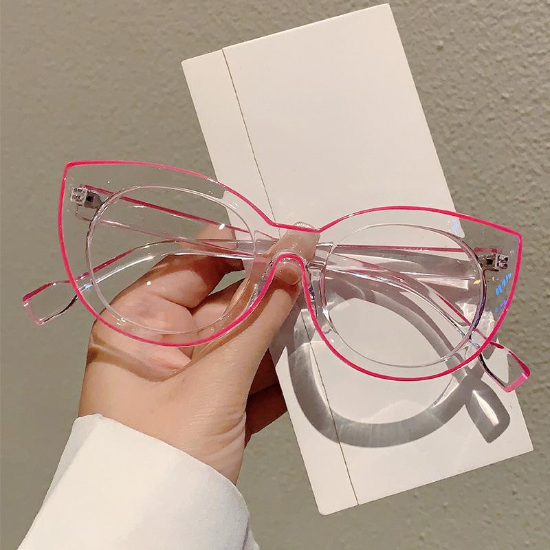 Fashionable Anti Blue Light Cat Eye Large Frame Reading Glasses Ultra Light High-Definition Transparent Frame Presbyopia Glasses