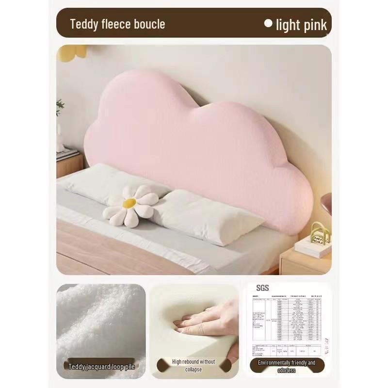 Кремовая настенная подушка-облако для кровати без изголовья 135x65x10cm Universal