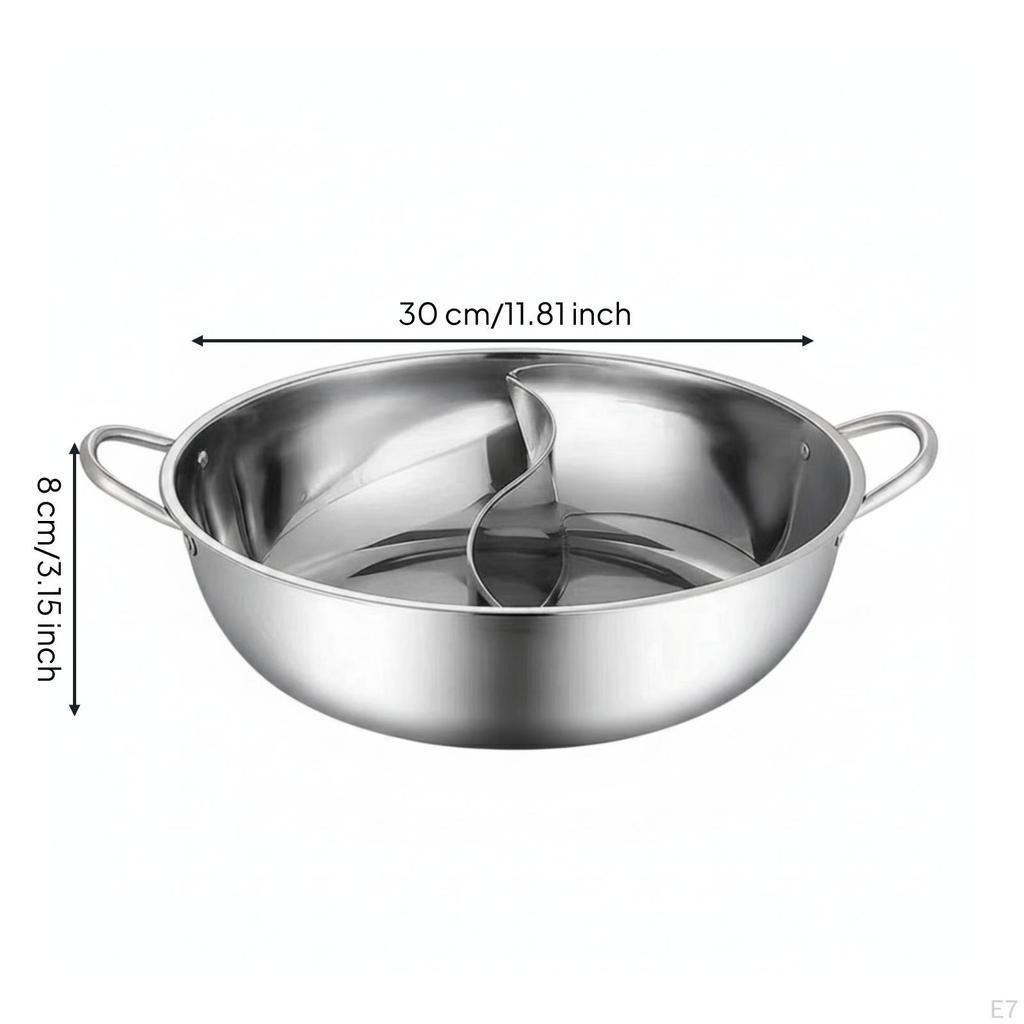 Divided Pot with Ladles Stainless Steel TwoFlavor Cookware for Families,