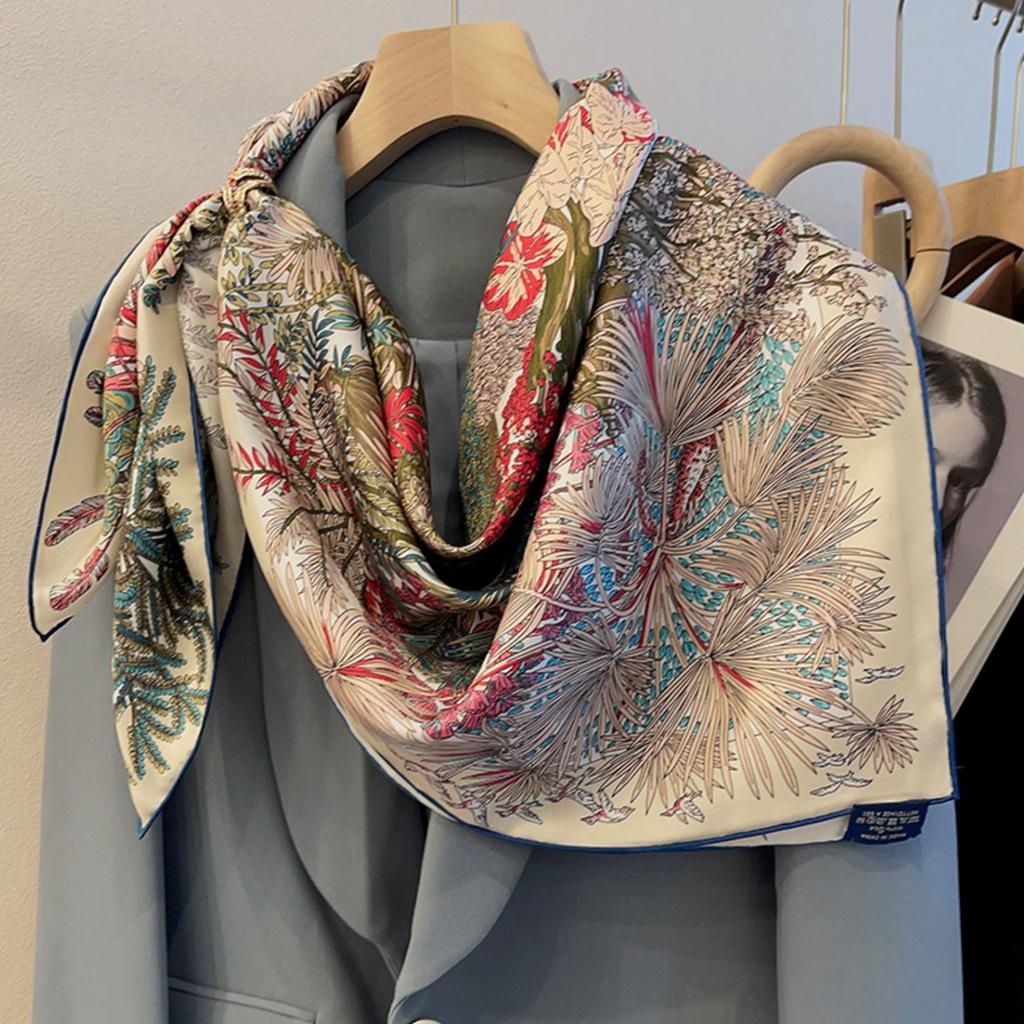 Beautiful Sintra Garden! Light Luxury Twill Square Scarf Silk Silk Scarf Women'S Spring Versatile Mulberry Silk Scarf Shawl