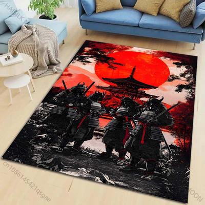 Japanese Bushido Print Carpet for Living Room Bedroom Sofa Home Decor Rus Non-slip Floor Mat Luxury Gift Multiple Sizes