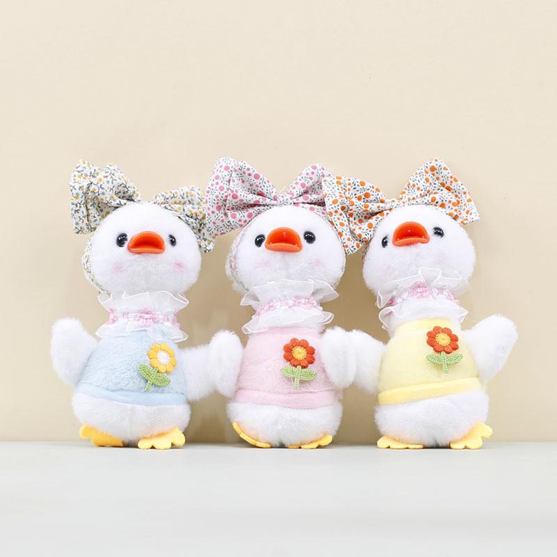 Plush Duck Toy Bow Decoration Doll Keychains Backpack Pendant Holiday Gifts