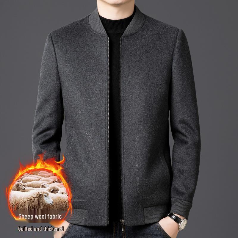 

Hengyuanxiang 2025 Men s Quilted Wool Jacket - Winter Stand Collar Coat for Mid-Aged and Elderly 3XL сірий колір