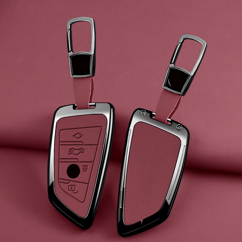 Zinc Alloy Leather Car Key Case For Bmw X1 X3 X4 X5 G05 X6 X7 F20 F30 F31 G20 G30 G11 F15 F16 G01 G02 F48 Key Fobcar Accessorie