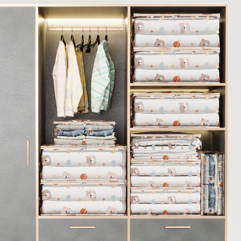Large Capacity Household Clothes Organizer Dustproof Waterproof Transparent Quilt Bag New Printed Three-Dimensional Storage Bag