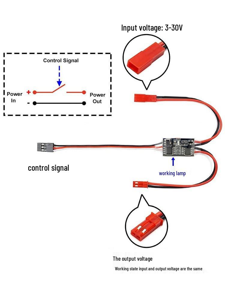 20A High Current RC Electronic Switch 3-30V for Drones, Model Aircraft, Plant Protection, and Water Pump Control via PWM Signal