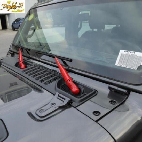 4PCS For 2018-23 Jeep Wrangler JL ABS Red Look Front Window Wiper Cover Trim New