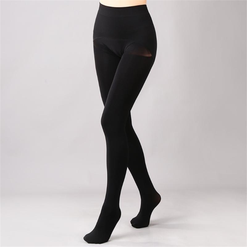 Ladies' Opaque Nylon Tights Hosiery High Waist Tummy Compression Pantyhose Slimming Stockings Leggings with Control Top
