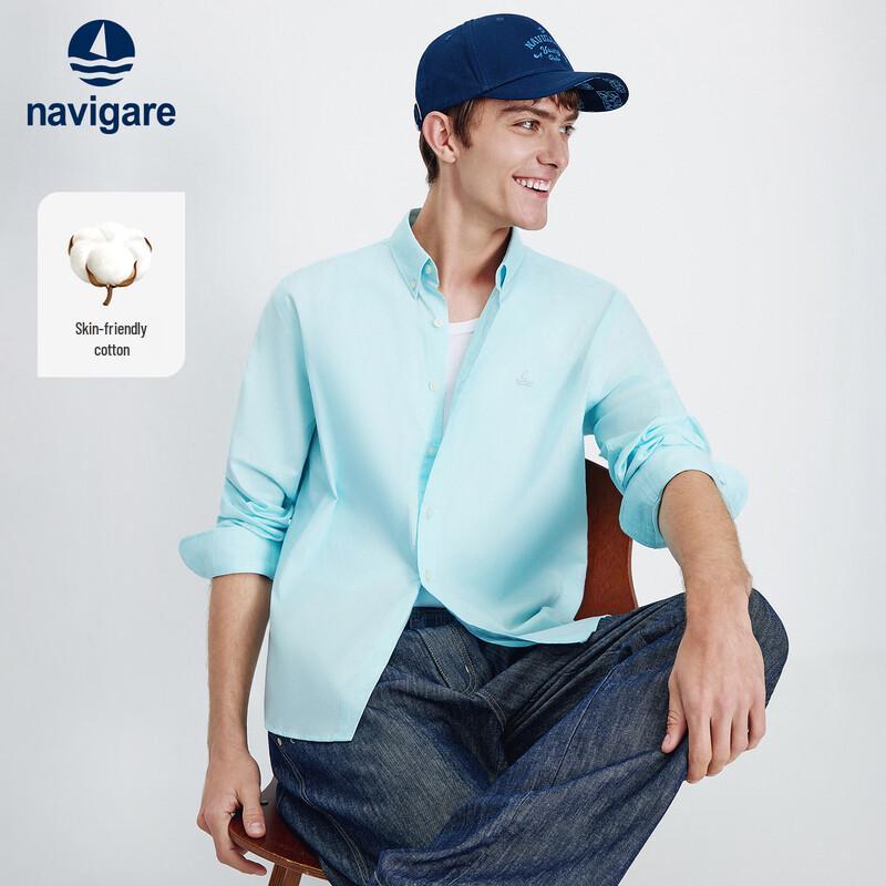 Navigare Men's Solid Long Sleeve Shirt