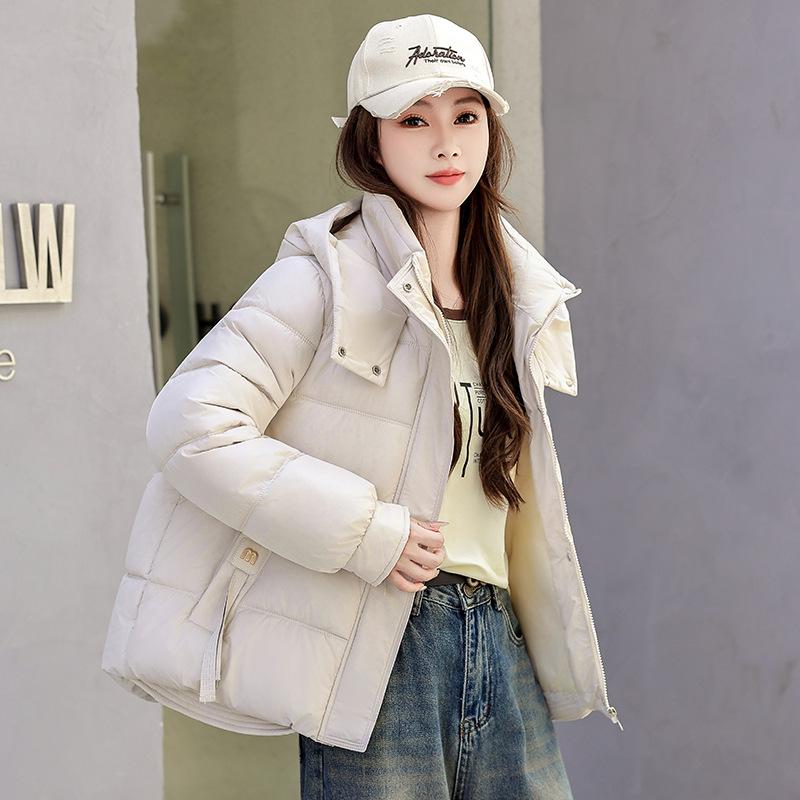 New year's cotton-padded jacket Small short student hooded loose and thin bread jacket Winter