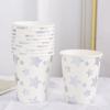10 pezzi per 1 lotto Set di stoviglie monouso a righe blu rosa con pois Bicchieri di carta Piatti Cannucce Forchette Set monouso Decorazioni per feste di compleanno e matrimonio