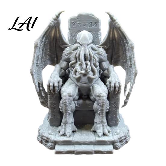 3D Printed Pla Crafts Throne Cthulhu Statue Gothic Resin Figurine for Shelf & Desk Niche Hobbyist Gifts Decor Tentacle Monsters Dark Fantasy