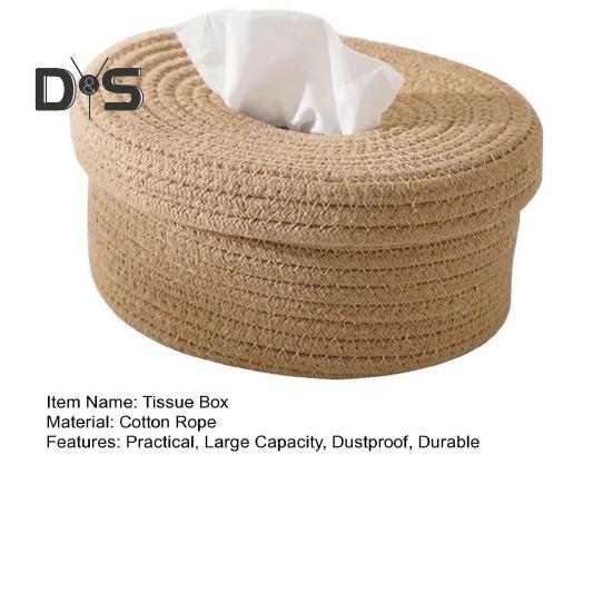 Handmade Tissue Storage Box Paper Storage Container Large Capacity Desktop Dustproof Tissue Box with Cover