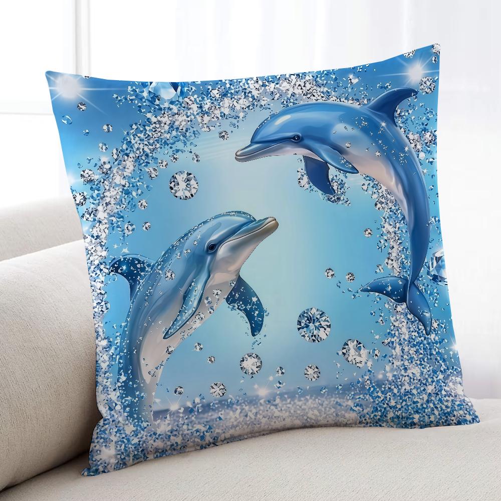 Fantasy Summer Ocean Dolphin cushion cover Home Bedding Sofa living Room pillowcase Simple Soft Skin Cushion Cover Party Gift