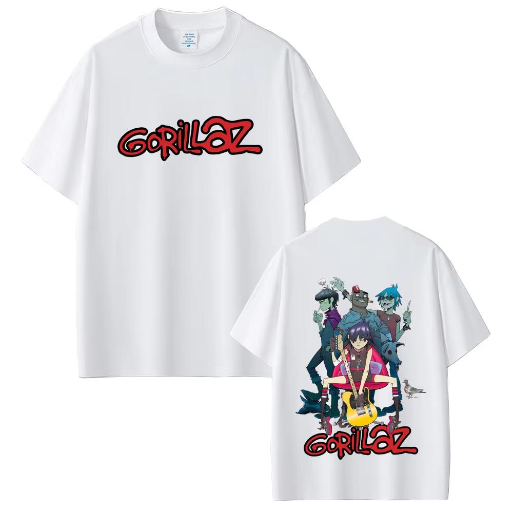 Gorillaz Rock Band Gothic Pop Music High Quality Round Neck Cotton T-shirt