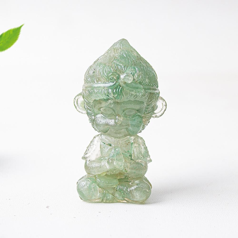 Tree Resin Craft Monkey King Statue With Natural Water Crystal For Home Decoration And Collectors