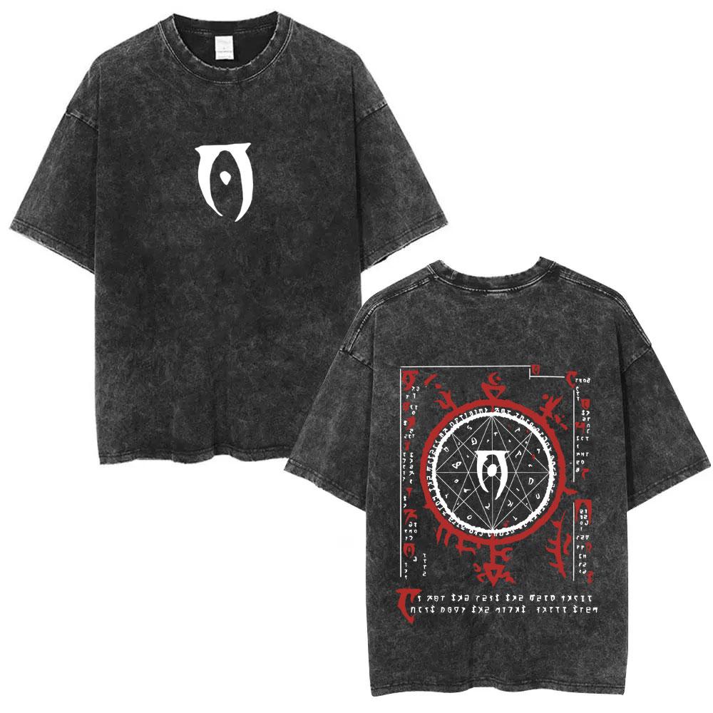 Washed Vintage Game Bloodborne Fear The Old Blood T Shirt Men Women Casual Oversized Tshirt Male High Quality Cotton Tshirts