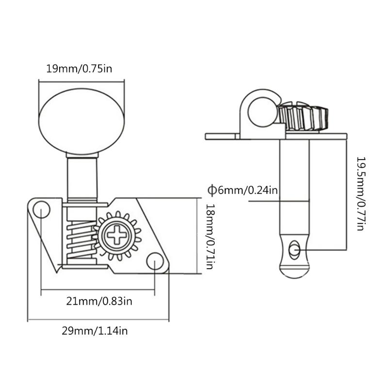 Classical Style Ukulele Tuning Pegs Machine Heads Replacement 2L + 2R Tuners with Mouting Screws Easy To Install