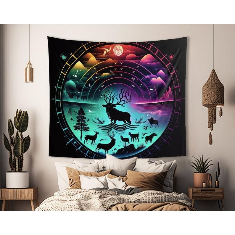 Zodiac birth chart tapestry 75x100 чёрный