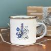 No Rain No Flower Print Enamel Mugs Creative Vintage Coffee Wine Cup Drinks Dessert Milk Cup Camping Mugs Handle Drinkware Gifts