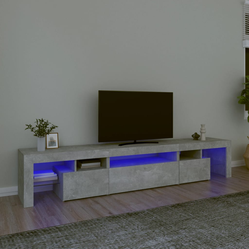 Tv Cabinet With Led Lights Concrete Grey 215x36, 5x40 Cm Vidaxl