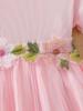 Girls Short Sleeve Pink 3D Flower Tulle Dress Kids Spring Summer Princess Dress