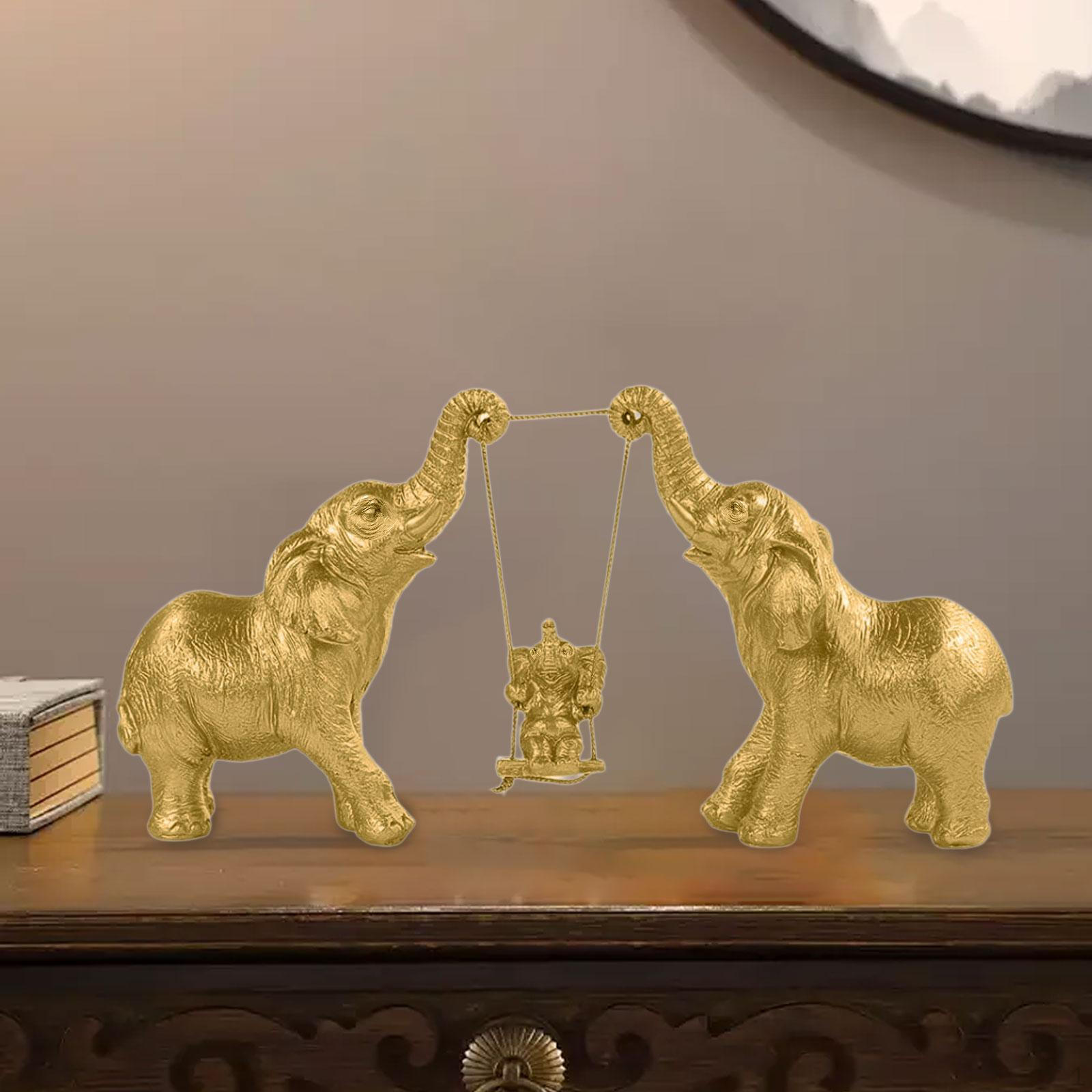 Статуя слона, коллекция скульптур животных, креативная фигурка из смолы, настольный декор для подоконника Style B Golden