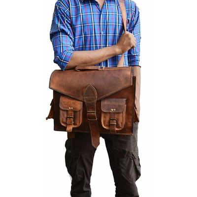 Men's Quality India Handcraft Leather Shoulder Vintage Messenger Laptop Bag