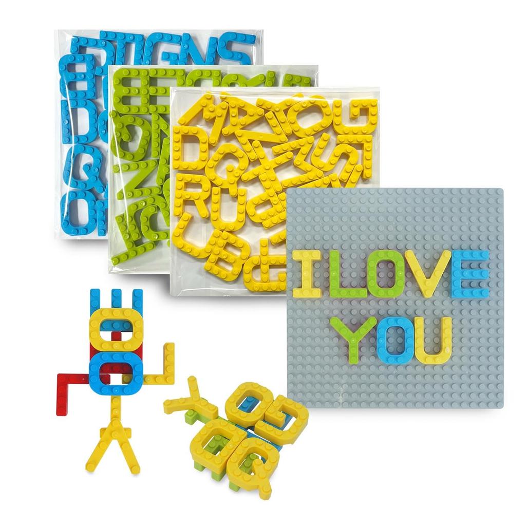 MOJIBLOCK English Block [Plus Pack 3 Colors] Alphabet 3Colors (Green, Blue, Yellow) Educational Toy Block Toy Fingertip Education First English