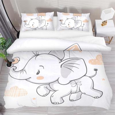 Boys Cartoon Elephant Duvet Cover Lovely Animal Theme Bedding Collection Full For Girls Boys Kawaii Room Decor Microfiber Quilt Cover